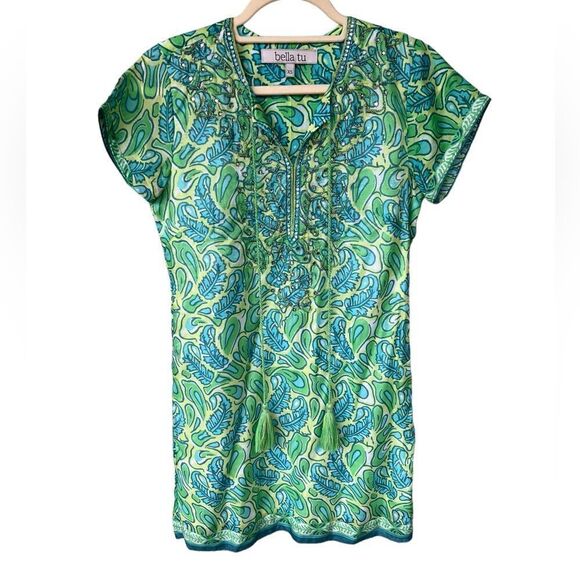 Bella Tu Abby Cap-Sleeve Shift Dress with Hand-Beaded Detail XS - Picture 1 of 4